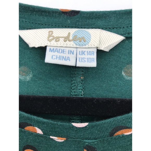 Boden Swing Tunic Dot Print Long Sleeve Green 10 Regular - Picture 6 of 7